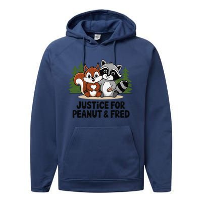 Justice For Peanut The Squirrel And Fred The Raccon Performance Fleece Hoodie