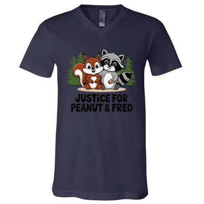 Justice For Peanut The Squirrel And Fred The Raccon V-Neck T-Shirt