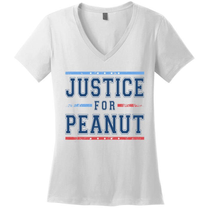 Justice For Peanut The Squirrel Usa Flag Women's V-Neck T-Shirt