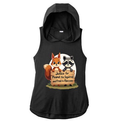 Justice For Peanut The Squirrel And Fred The Raccoon Ladies PosiCharge Tri-Blend Wicking Draft Hoodie Tank