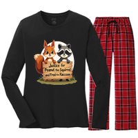 Justice For Peanut The Squirrel And Fred The Raccoon Women's Long Sleeve Flannel Pajama Set 