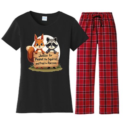 Justice For Peanut The Squirrel And Fred The Raccoon Women's Flannel Pajama Set