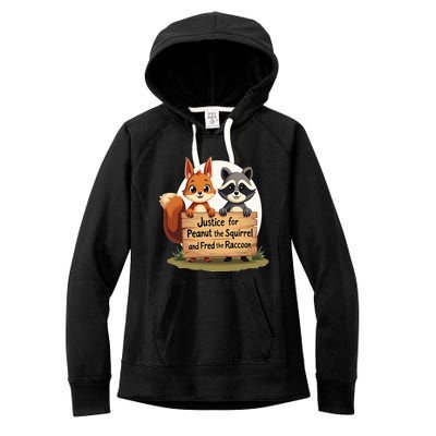 Justice For Peanut The Squirrel And Fred The Raccoon Women's Fleece Hoodie