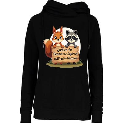 Justice For Peanut The Squirrel And Fred The Raccoon Womens Funnel Neck Pullover Hood