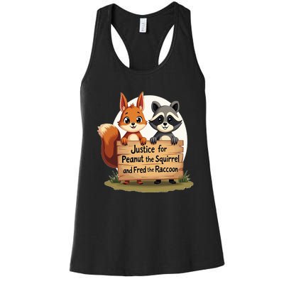 Justice For Peanut The Squirrel And Fred The Raccoon Women's Racerback Tank