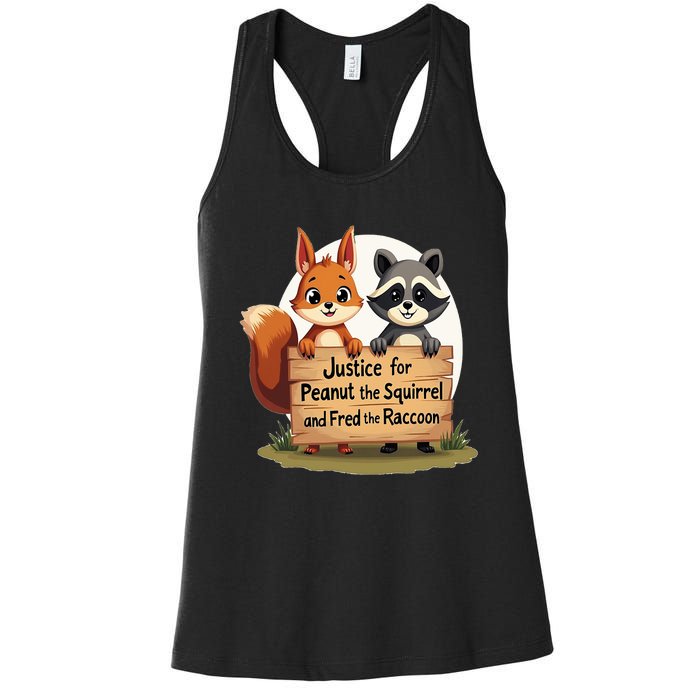 Justice For Peanut The Squirrel And Fred The Raccoon Women's Racerback Tank