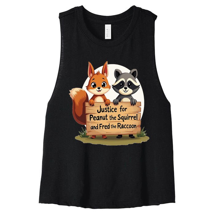 Justice For Peanut The Squirrel And Fred The Raccoon Women's Racerback Cropped Tank