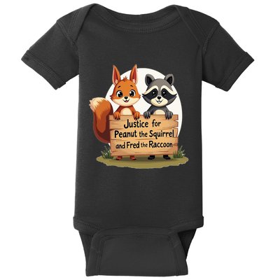 Justice For Peanut The Squirrel And Fred The Raccoon Baby Bodysuit