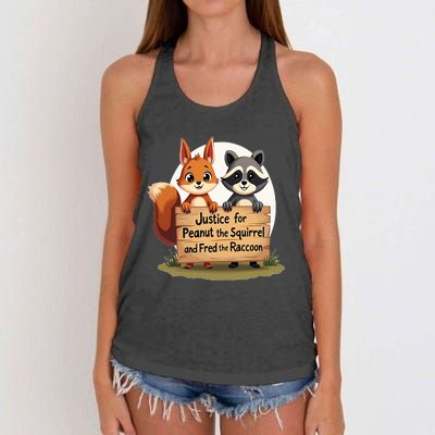 Justice For Peanut The Squirrel And Fred The Raccoon Women's Knotted Racerback Tank