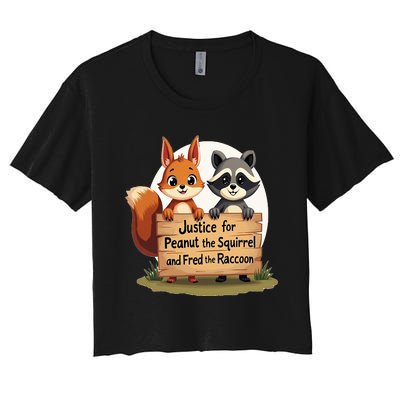 Justice For Peanut The Squirrel And Fred The Raccoon Women's Crop Top Tee