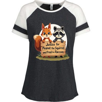 Justice For Peanut The Squirrel And Fred The Raccoon Enza Ladies Jersey Colorblock Tee