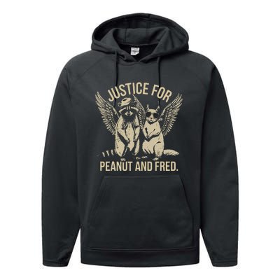 Justice For Peanut And Fred Peanut Squirrel Fred Raccoon Gift Performance Fleece Hoodie