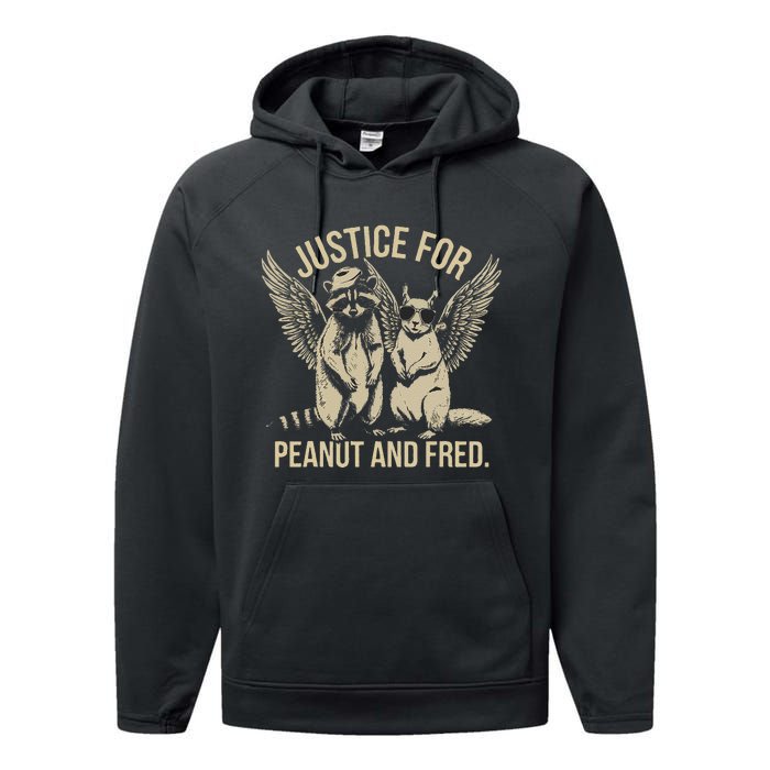 Justice For Peanut And Fred Peanut Squirrel Fred Raccoon Gift Performance Fleece Hoodie