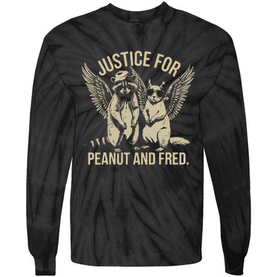 Justice For Peanut And Fred Peanut Squirrel Fred Raccoon Gift Tie-Dye Long Sleeve Shirt