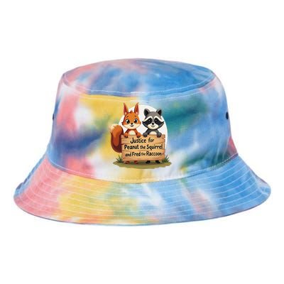 Justice For Peanut The Squirrel And Fred The Raccoon Gift Tie Dye Newport Bucket Hat