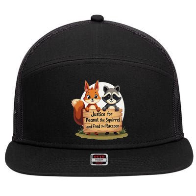 Justice For Peanut The Squirrel And Fred The Raccoon Gift 7 Panel Mesh Trucker Snapback Hat