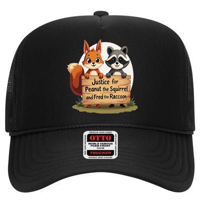 Justice For Peanut The Squirrel And Fred The Raccoon Gift High Crown Mesh Back Trucker Hat