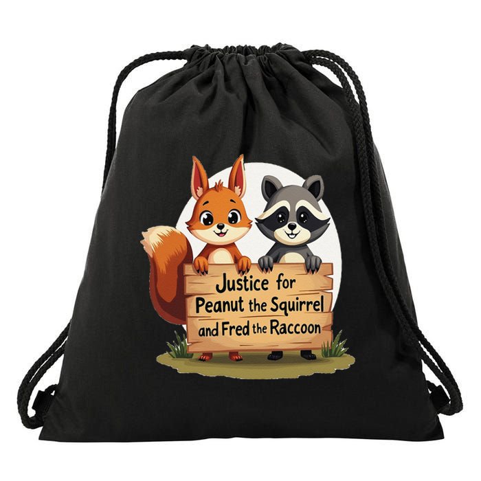 Justice For Peanut The Squirrel And Fred The Raccoon Gift Drawstring Bag