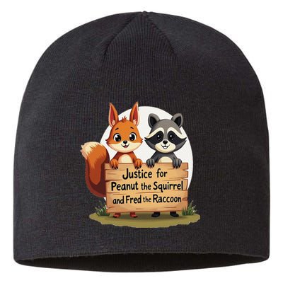 Justice For Peanut The Squirrel And Fred The Raccoon Gift Sustainable Beanie