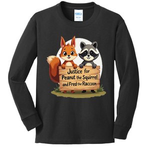 Justice For Peanut The Squirrel And Fred The Raccoon Gift Kids Long Sleeve Shirt