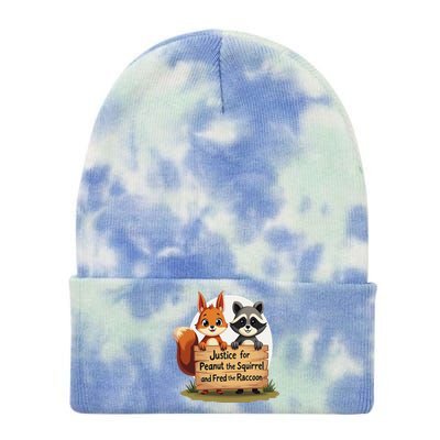 Justice For Peanut The Squirrel And Fred The Raccoon Gift Tie Dye 12in Knit Beanie