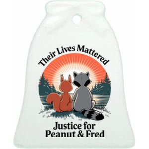 Justice For Peanut The Squirrel Justice For Fred The Raccoon Trending Design Ceramic Bell Ornament