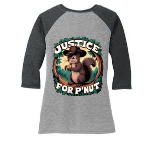 Justice For PNut Cute Peanut The Squirrel Cowboy Hat Women's Tri-Blend 3/4-Sleeve Raglan Shirt