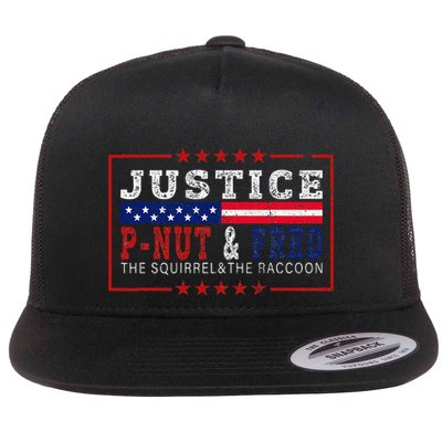Justice For Pnut And Fred The Squirrel And Peanut Justice Flat Bill Trucker Hat