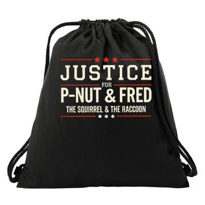 Justice For Pnut And Fred The Squirrel Peanut Justice Drawstring Bag