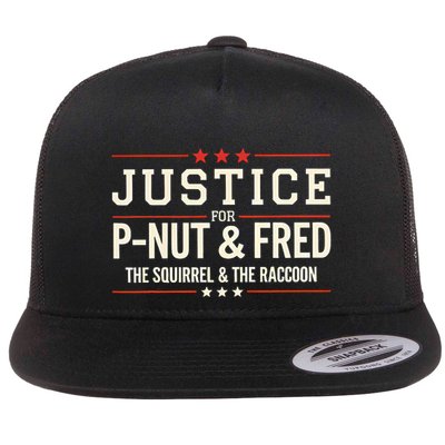 Justice For Pnut And Fred The Squirrel Peanut Justice Flat Bill Trucker Hat