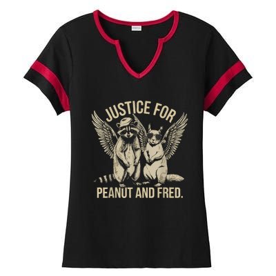 Justice For Peanut And Fred Peanut Squirrel Fred Raccoon Ladies Halftime Notch Neck Tee