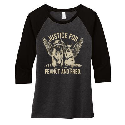 Justice For Peanut And Fred Peanut Squirrel Fred Raccoon Women's Tri-Blend 3/4-Sleeve Raglan Shirt