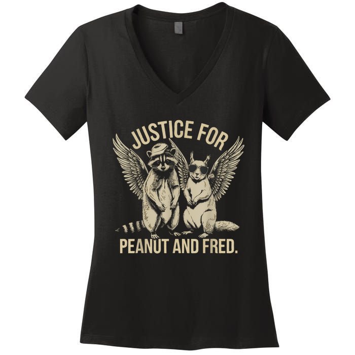 Justice For Peanut And Fred Peanut Squirrel Fred Raccoon Women's V-Neck T-Shirt