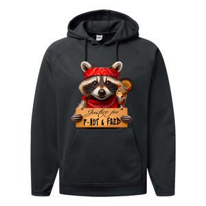 Justice For Peanut The Squirrel Pnut & Fred The Raccoon Performance Fleece Hoodie