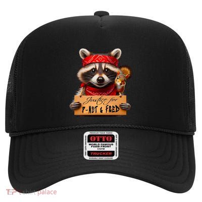 Justice For Peanut The Squirrel Pnut & Fred The Raccoon High Crown Mesh Back Trucker Hat