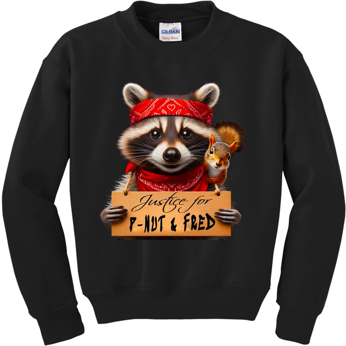 Justice For Peanut The Squirrel Pnut & Fred The Raccoon Kids Sweatshirt