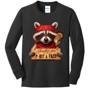 Justice For Peanut The Squirrel Pnut & Fred The Raccoon Kids Long Sleeve Shirt