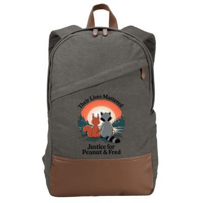 Justice For Peanut The Squirrel Justice For Fred The Raccoon Cotton Canvas Backpack