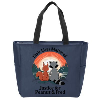 Justice For Peanut The Squirrel Justice For Fred The Raccoon Zip Tote Bag