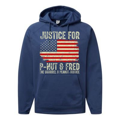 Justice For Pnut And Fred The Squirrel And Peanut Justice Performance Fleece Hoodie