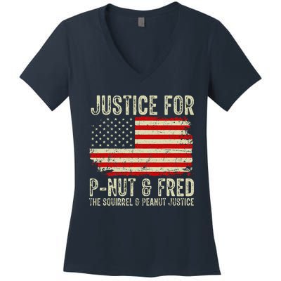 Justice For Pnut And Fred The Squirrel And Peanut Justice Women's V-Neck T-Shirt