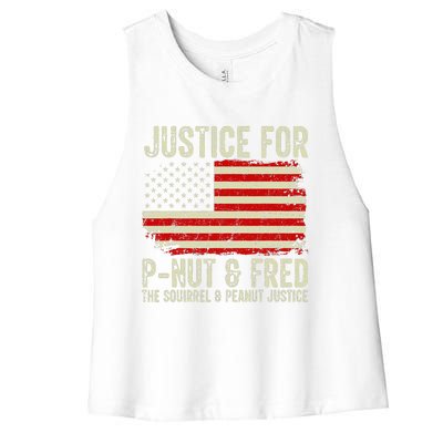 Justice For Pnut And Fred The Squirrel And Peanut Justice Women's Racerback Cropped Tank