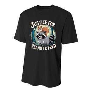 Justice For Peanut The Squirrel And Fred The Raccoon Youth Performance Sprint T-Shirt