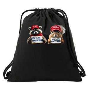 Justice For Peanut The Squirrel And Fred The Raccoon Drawstring Bag