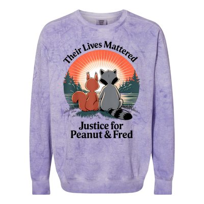 Justice For Peanut The Squirrel Justice For Fred The Raccoon Colorblast Crewneck Sweatshirt