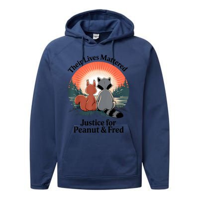 Justice For Peanut The Squirrel Justice For Fred The Raccoon Performance Fleece Hoodie