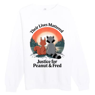 Justice For Peanut The Squirrel Justice For Fred The Raccoon Premium Crewneck Sweatshirt