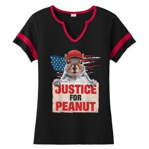 Justice For Peanut The Squirrel American Flag Peanut Squirrel Gift Ladies Halftime Notch Neck Tee