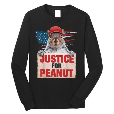 Justice For Peanut The Squirrel American Flag Peanut Squirrel Gift Long Sleeve Shirt