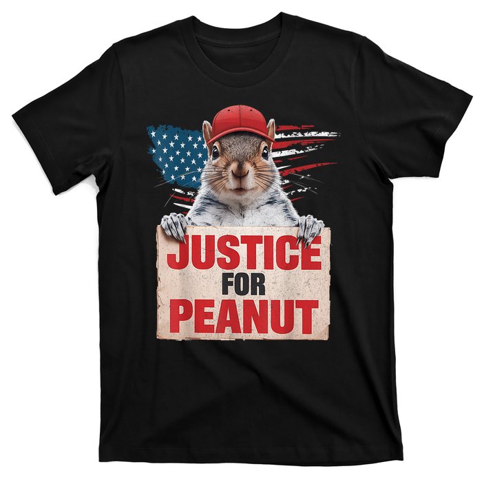 Justice For Peanut The Squirrel American Flag Peanut Squirrel Gift T-Shirt